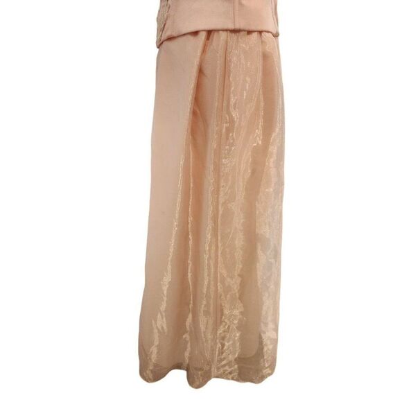 Vintage 80s Roberta Pink Champagne Beaded Formal Prom Sleeveless Dress Gown S - Picture 6 of 10